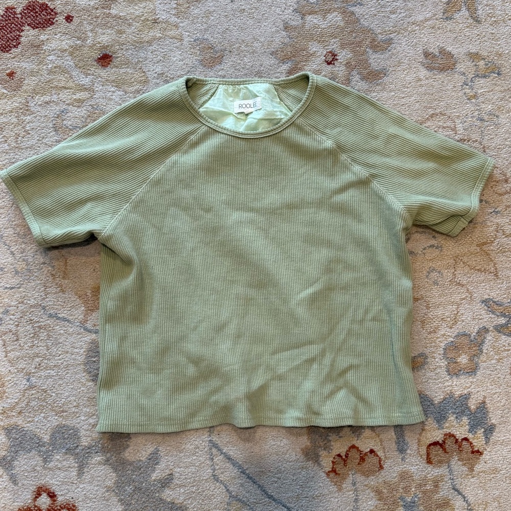 Roolee sage green textured cotton tee size s/m